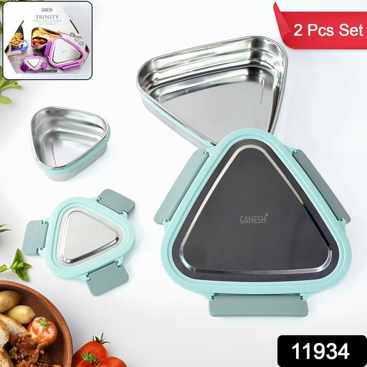 Ganesh Trinity Triangular Steel Tiffin